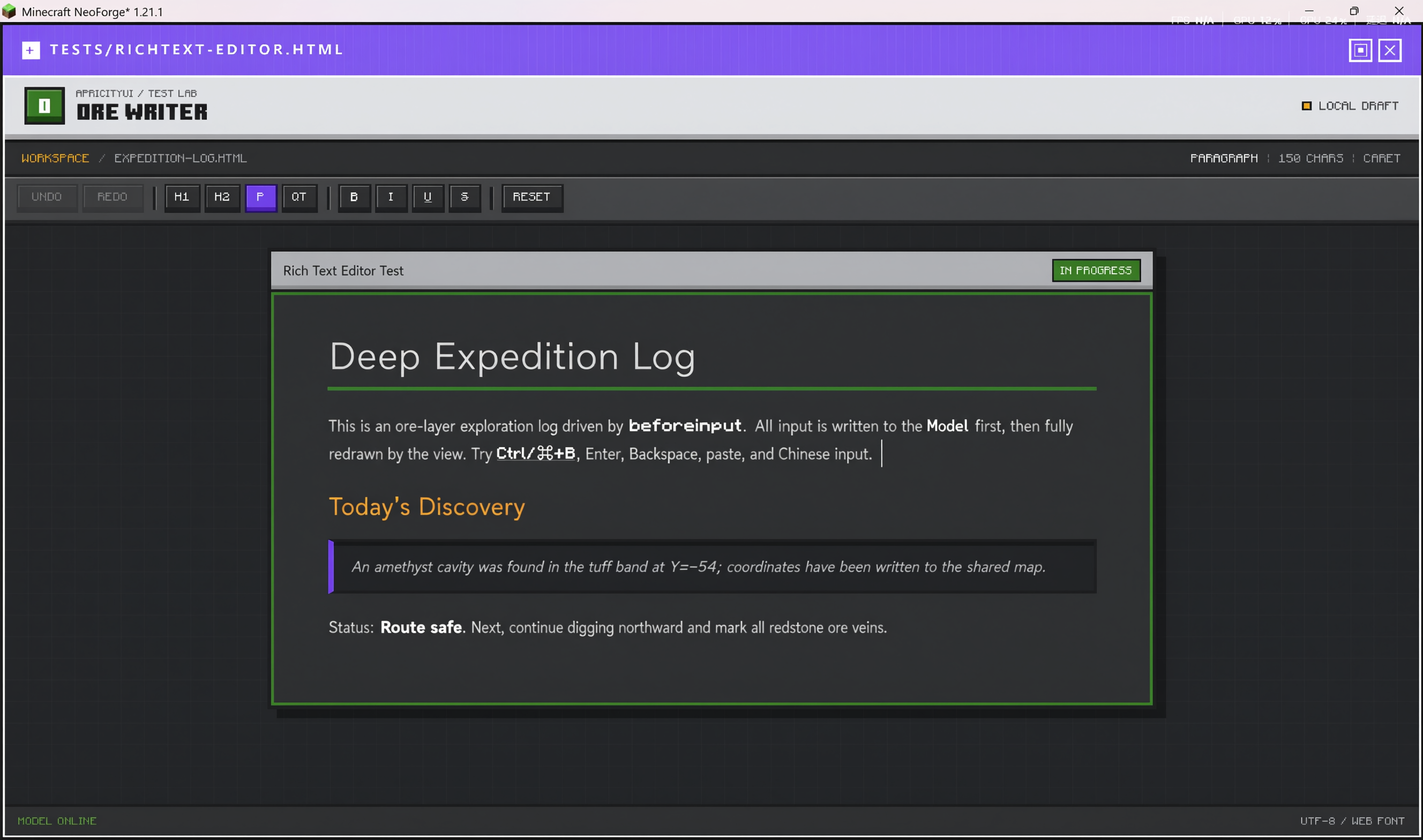 Built-in rich text editor example