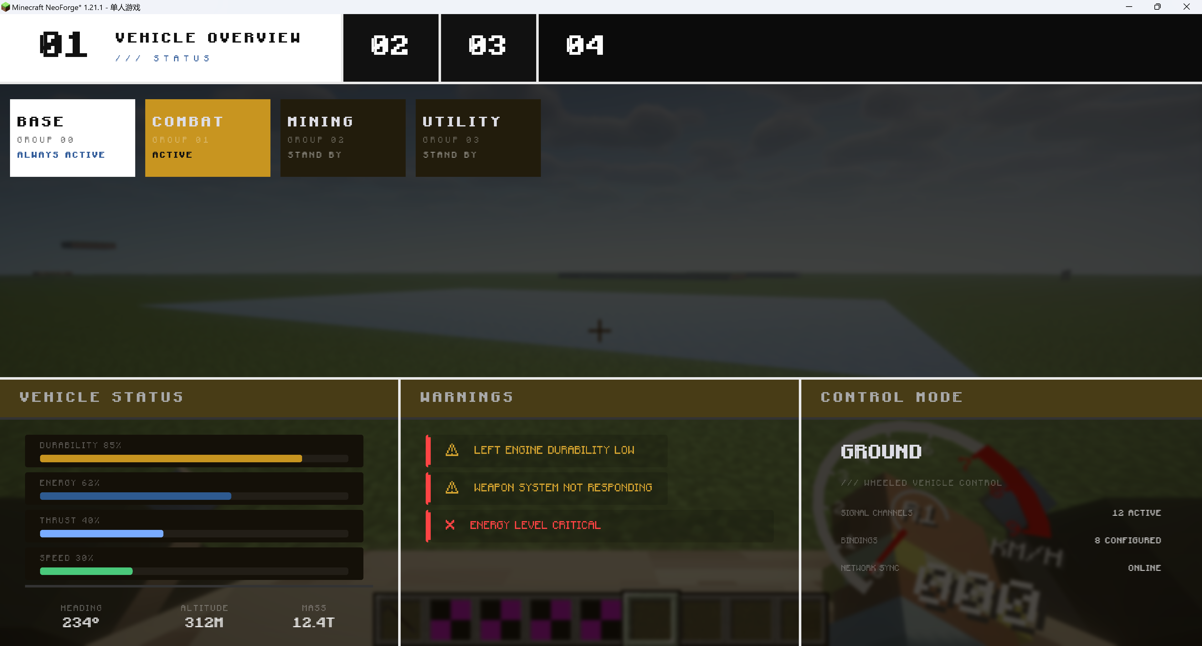 Machine-Max vehicle settings